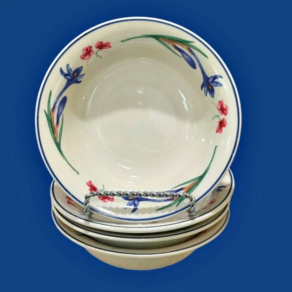 Forever Spring Stoneware Side Bowls Set of 4 Cereal Soup Fruit Dessert Vintage